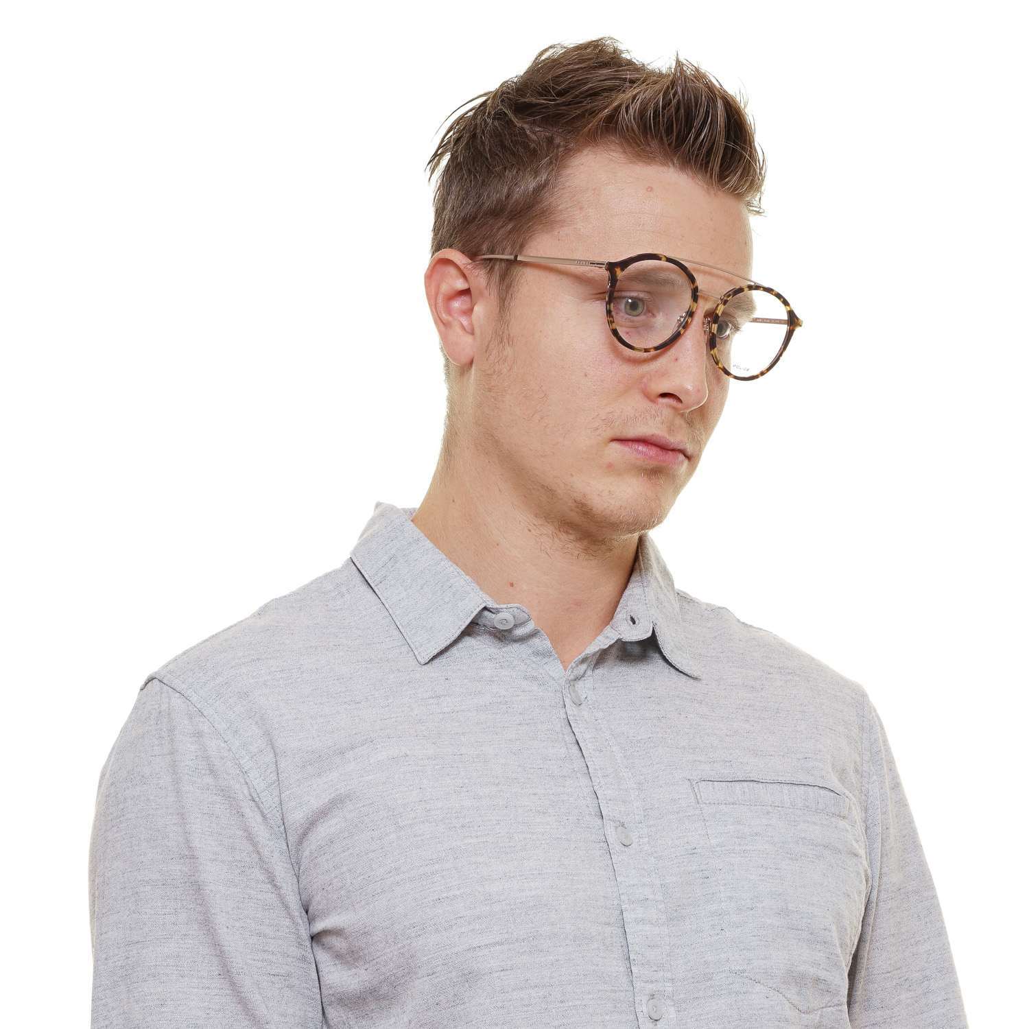 Brown Men Police Optical Frames