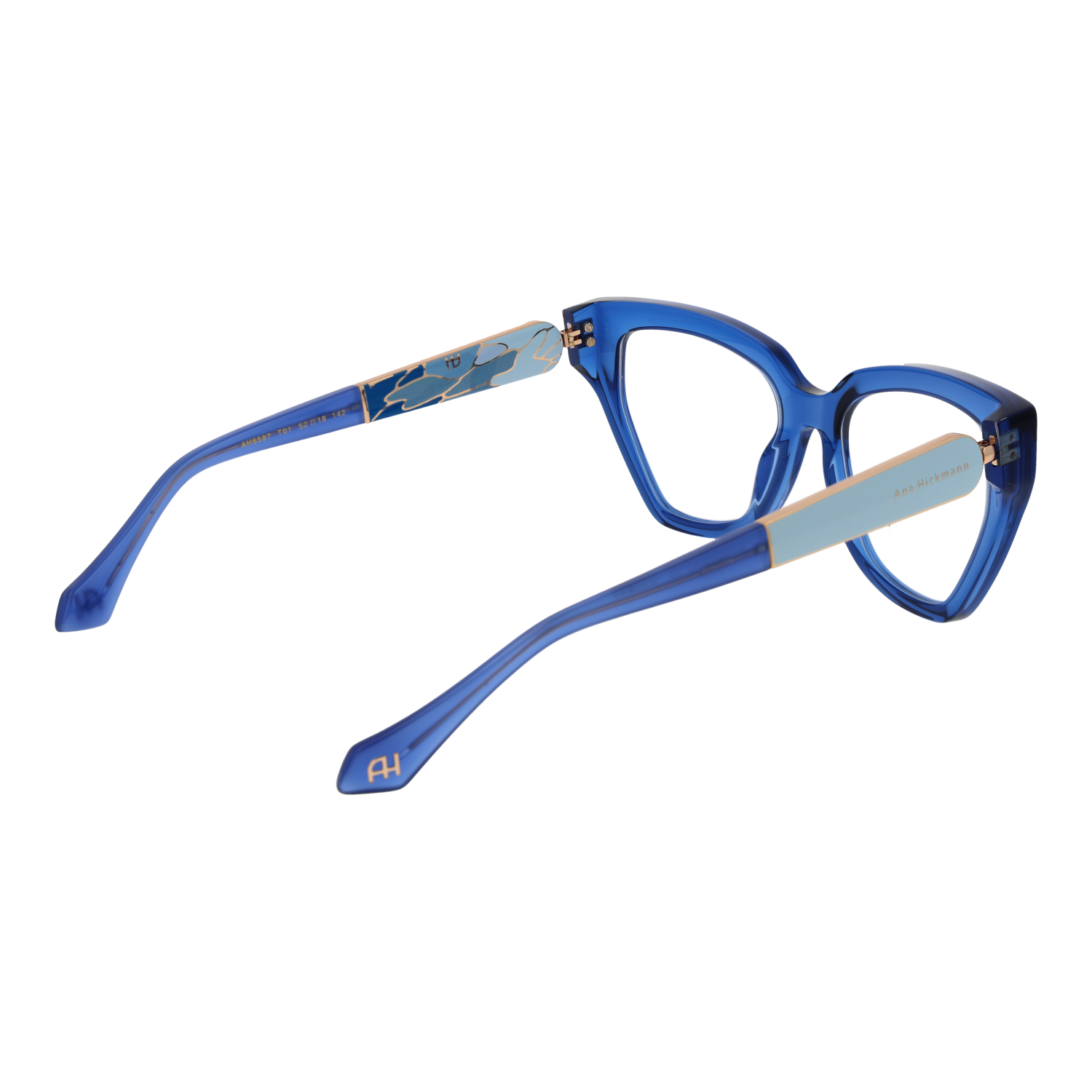 Ana Hickmann AH6597 52T01 rear view showing hinges