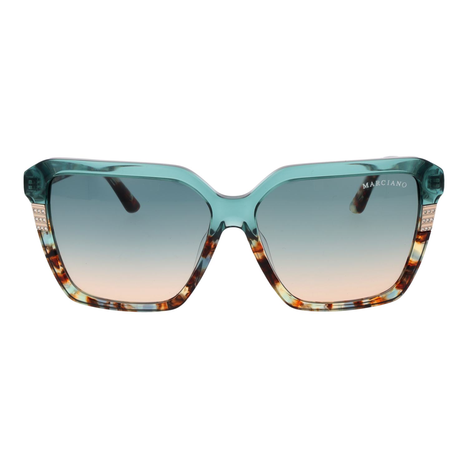 Marciano by Guess GM00009 5887W front view with Turquoise lenses