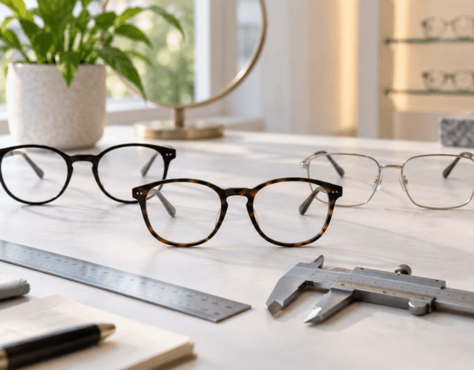 Measuring the width of an eyeglass frame with a ruler